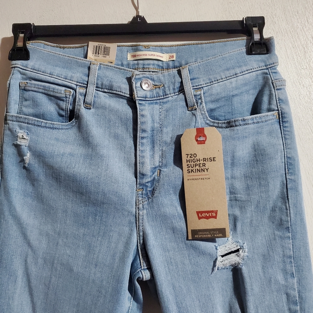 💖 LEVI'S 720 High Rise Super Skinny Ripped Jeans - Picture 8 of 14
